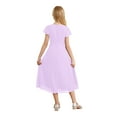 thumbnail image 2 of iixpin Kids Girls Cap Sleeve Chiffon Wedding Bridesmaid Dress V Neck Ruched Formal Gowns Lavender 6, 2 of 7