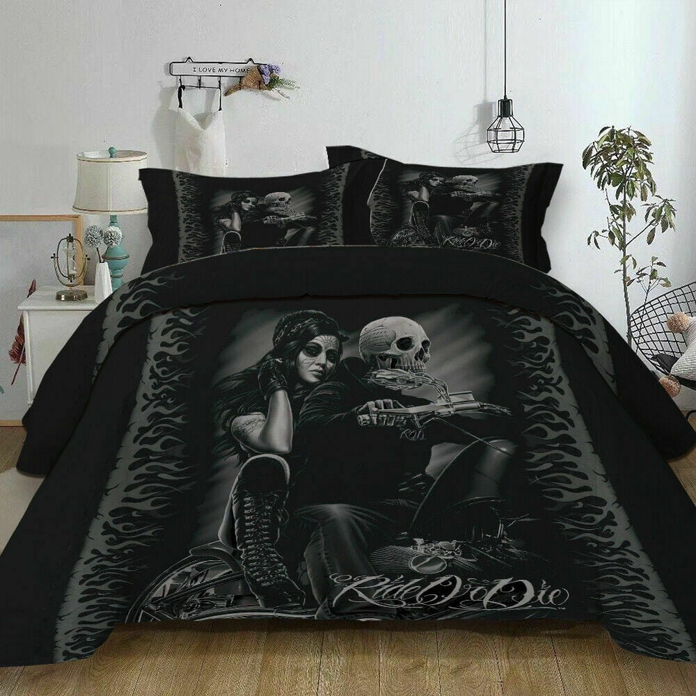 Bedclothes Skull Pillowcase Quilt Cover 3d Design Art Skull Printing Bed Set 