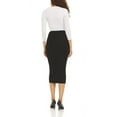 thumbnail image 5 of Ribbed Midi Skirt For Women By BGDK- Bodycon Pencil Skirt With Elastic Waist- Comfortable Straight Stretchy Below The Knee Skirt - High Waist Fitted Skirt For Work, Office, Business, Church green, 5 of 5