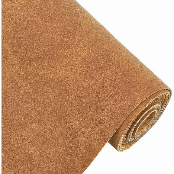 53.5 x 11.8 Inch Soft Faux Suede Leather Fabric 0.7mm Frosted PU Leather Roll Light Brown Solid Color Scratch-Resistant Waterproof Synthetic Leatherette Sheet