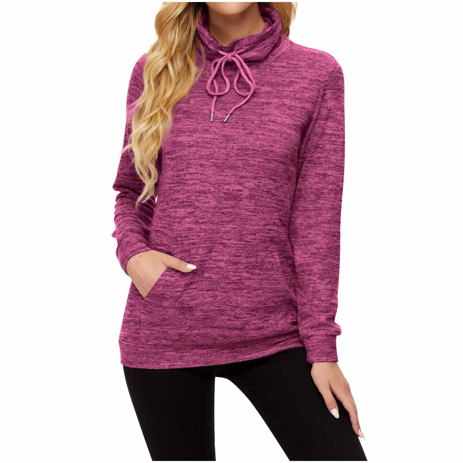 RUIVE Women’s Plaid Print Blouse Turtleneck/Hooded Button Asymmetric Tops Casual Long Tartan Tunic Sweatshirt 