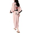 thumbnail image 5 of Print Flower Long Robe Summer Casual Half Sleeve Skin Friendly Bathrobe Women Sexy Sleepwear Home Dressing Gown Loungewear, 5 of 10