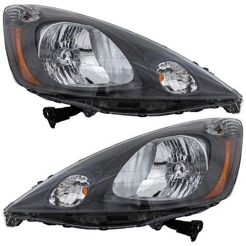 Left & Right Side Headlights For Honda Fit 2009-2014 Halogen w/ Bulbs Base DX LX
