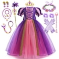 thumbnail image 2 of Vestido de Rapunzel para niña, disfraz de princesa para Halloween, regalo de fiesta de cumpleaños, lentejuelas moradas, malla enredada, ropa 2-10 Fivean unisex, 2 of 2