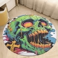 thumbnail image 6 of Psychedelic Zombie Skull Print Round Carpet Circle Rug Outdoor Patio Area Rug Washable Large Area Rugs Hallway Room Decor Fitness Mats, 6 of 8