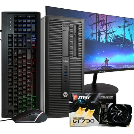 HP ProDesk 600G1 Gaming Desktop Tower Computer Bundle with 24" Monitor, Intel Core i5, 16GB RAM, Integrated Graphics, 512GB SSD, DVD-ROM, Windows 10, Black (Refurbished)