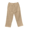 thumbnail image 6 of Aihuaihua Cotton Linen Pants Women Elastic High Waisted Straight Leg Lounge Pants Casual Slacks Summer Trousers with Pockets Khaki XXXXXL, 6 of 6