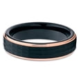 thumbnail image 2 of Silly Kings Jewelry Tungsten Wedding Band Black Tungsten Ring Rose Gold Edges Hammered Tungsten 6mm Comfort Fit (10), 2 of 3