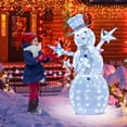 thumbnail image 4 of Gymax 5 FT Lighted Snowman w/Hat Scarf & Stars Zip Ties & Ground Stakes 140 LED Lights, 4 of 10