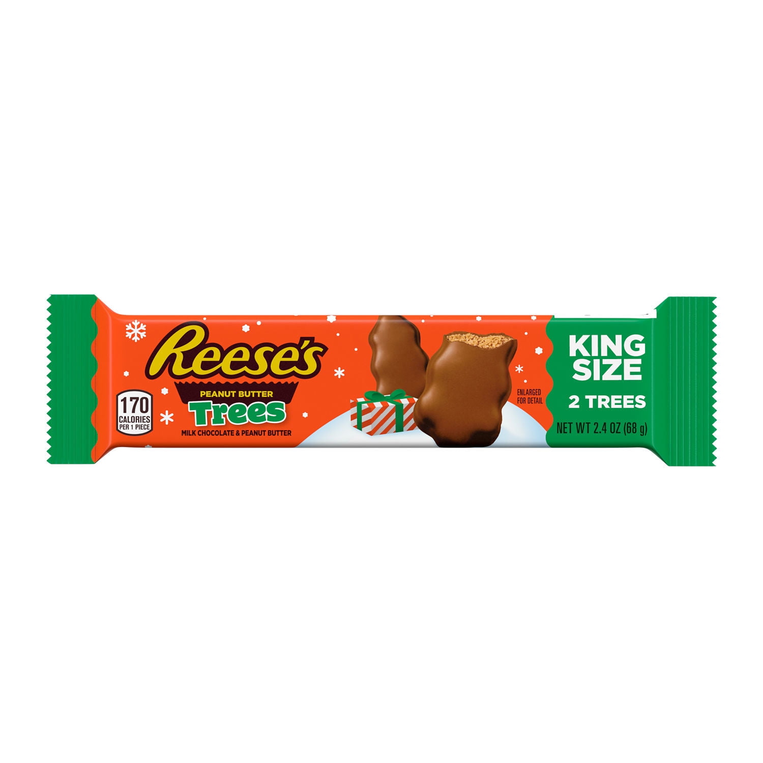 Reese's Milk Chocolate King Size Peanut Butter Trees Christmas Candy, Pack 2.4 oz