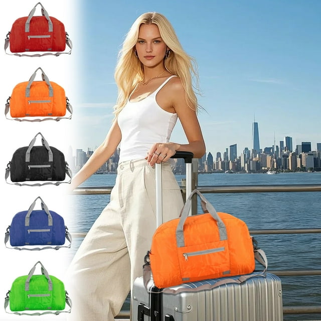 Travel Folding Bag, Large Capacity Storage, Waterproof Nylon, for Commuting, Easy Carry, Gym & Leisure