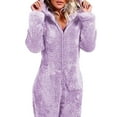 thumbnail image 3 of FASHIONWT Women Zip Terry Wearable Blanket Hoodie Cute Thick Fluffy Union Suits, 3 of 4