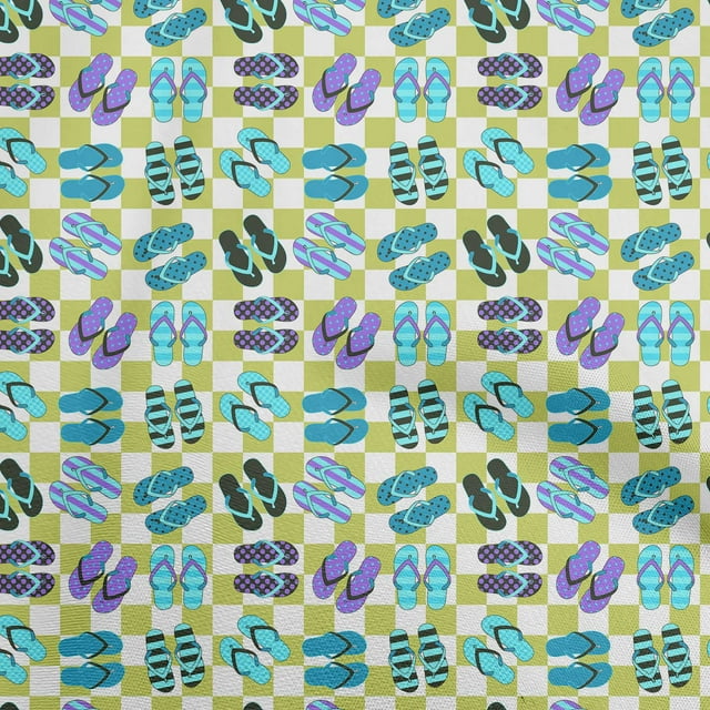 oneOone Cotton Poplin Lime Green Fabric Beach Slipper Sewing Craft Projects Fabric Prints By Yard 42 Inch Wide