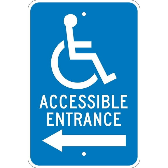 National Marker Reflective "Accessible Entrance Left" Parking Sign 18" x 12" Aluminum (TM150J)
