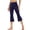 Blue #14, variant on Women's High Waisted Flare Capri Leggings with Pockets, Tummy Control Stretch Yoga Cropped Pants, Workout Activewear Army Green S