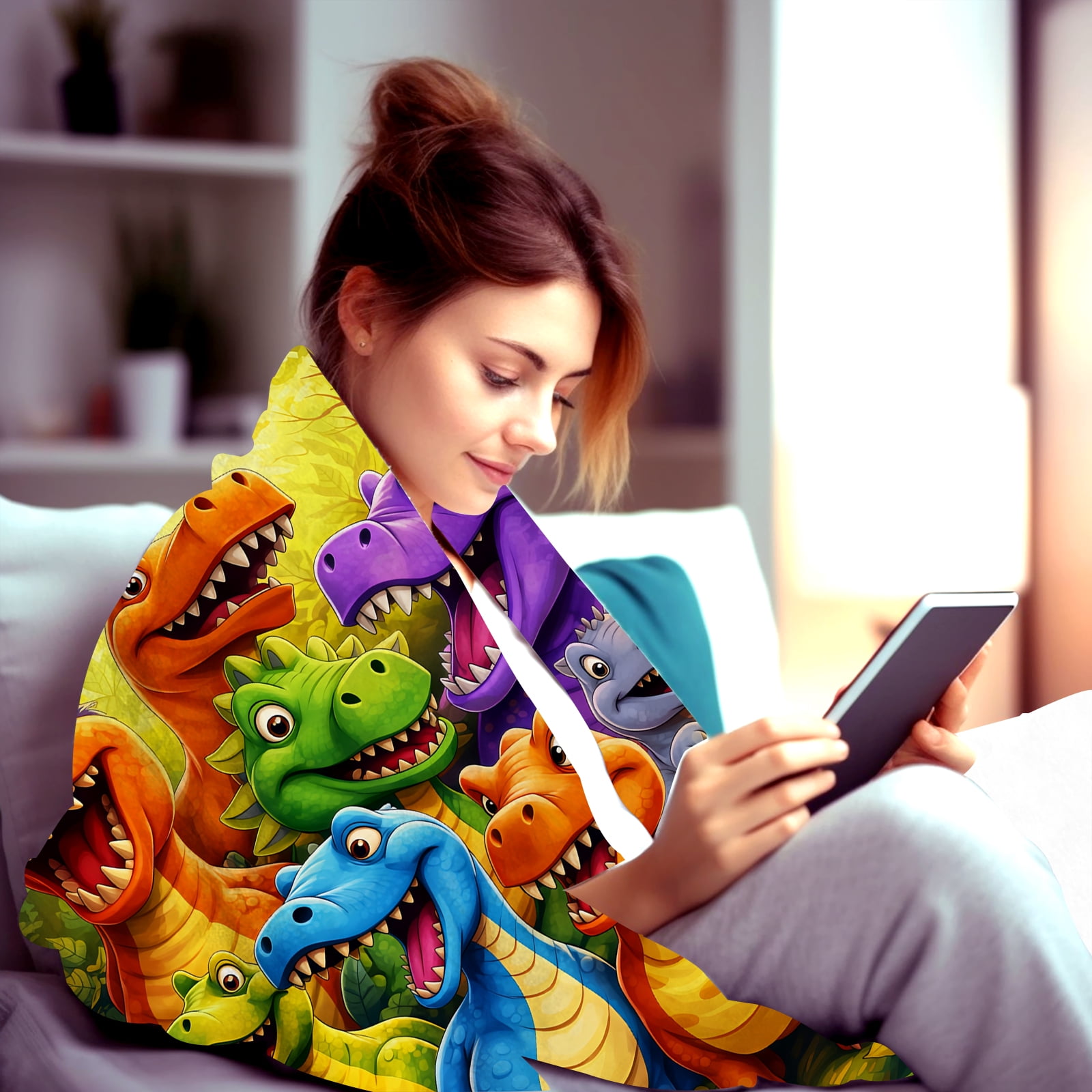 Dinosaur Blanket Throw Cute Dinosaurs Stuff Blankets Plush Cozy Soft Flannel Bedding Dinosaurs Gifts for Dinosaur Lovers Women Adults Sofa Couch Bed Room Decor 50"X40"