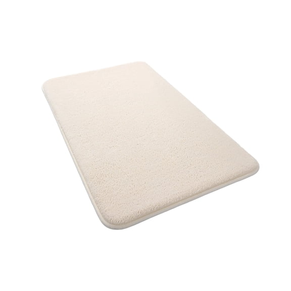 Bath Mat Bathroom Rug, Absorbent Fleece Floor Mat Non Slip Shower Toilet Room Rug for Sink Area Bathroom Decor, 23.62 x 15.75 in, Beige