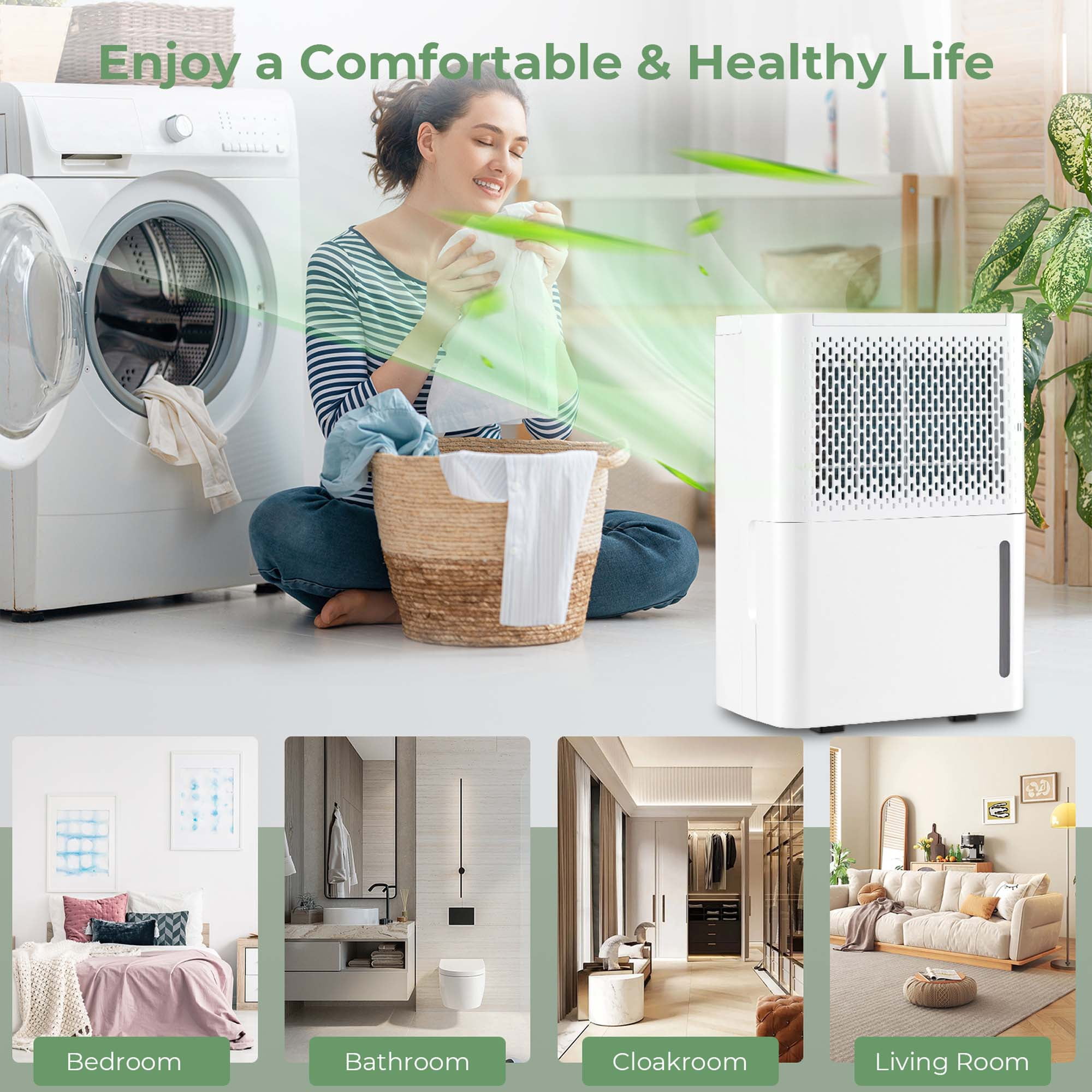 Costway 32 pt 2000 sq ft Dehumidifier in White - Energy Efficient, Automatic Shutoff