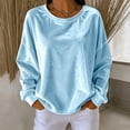 thumbnail image 2 of ZHYou Womens Long Sleeve Velvet Sweatshirts Crew Neck Drop Shoulder Loose Fit Casual Loungewear Tops,Light Blue,Size L, 2 of 6