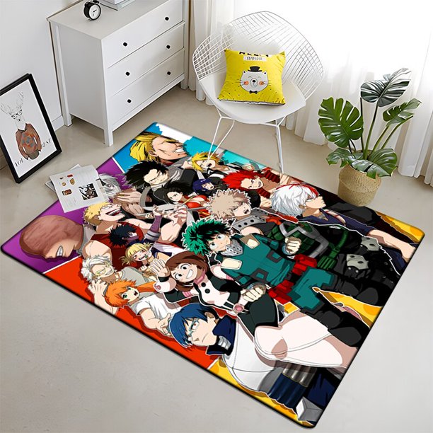 Hermosa alfombra de pintura negra Anime My Hero para sala de estar, área grande, decoración suave para el hogar, alfombra de Picnic bohemia2980x140cm (31x55 pulgadas)80x140cm (31x55 pulgadas) zhangyuxiang unisex