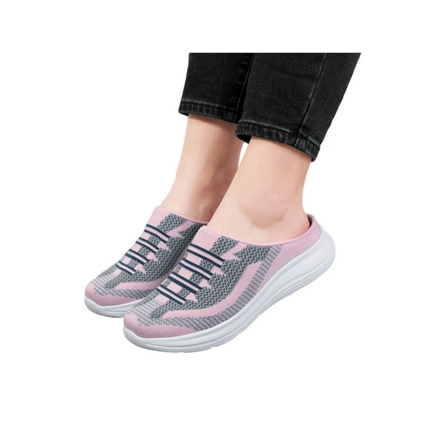 SIMANLAN Womens Breathable Mesh Walking Mules Sneakers Open Back Slip ...
