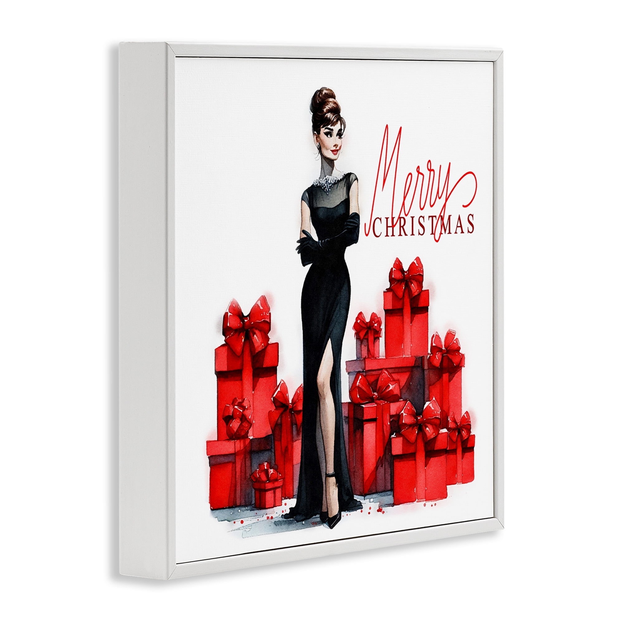 Stupell Industries Trendy Merry Christmas Holiday Painting White Framed Art Prints Wall Art, 24 x 24