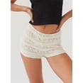 thumbnail image 4 of Michellecmm  Womens Lace Shorts Slim Flower See Through Elastic Waist Mini Shorts, 4 of 9