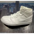 thumbnail image 5 of Ni - ke Ni - ke Air Jordan 1 Mid Leather Triple White Mens Size 12 554724 130 New, 5 of 5