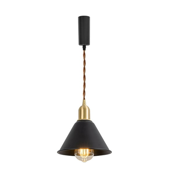 FSLiving Adjustable Height H Type Track Light with E26 Brass Base and Vintage Black Metal Shade,Decorate Lighting Fixtures for Farmhouse Kitchen Sink (Bulb & Ceiling Track Sold Separately) - 1 Light