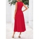 thumbnail image 2 of Vestido PRETTYGARDEN sin mangas en línea A plisado midi rojo talla L, 2 of 8