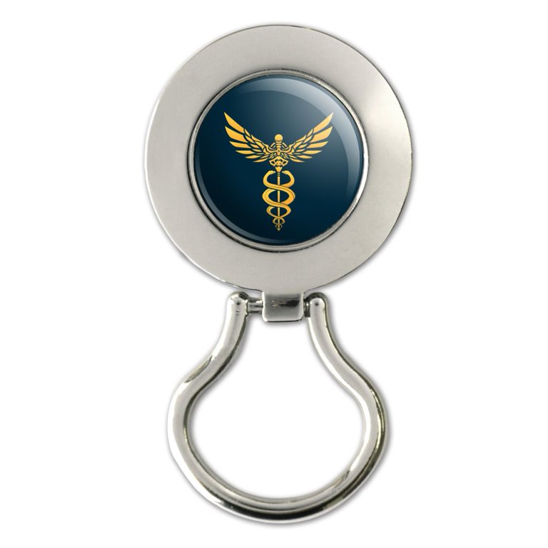 Caduceus Medical Symbol Doctor Nurse EMT Magnetic Metal Eyeglass ID Badge  Holder 