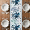 thumbnail image 6 of Coastal Octopus Table Runner - 36 Inch Long, Kitchen Dining Table Runner Dresser Scarves, Nautical Starfish Shell Jellyfish Anchor Farmhouse Decor for Coffee Tables Wedding Party Banquet, 6 of 8