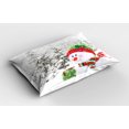 thumbnail image 2 of Ambesonne Christmas Pillow Sham 2 Pack, Snowy Woodland Holiday, 36"x20", White and Red, 2 of 3