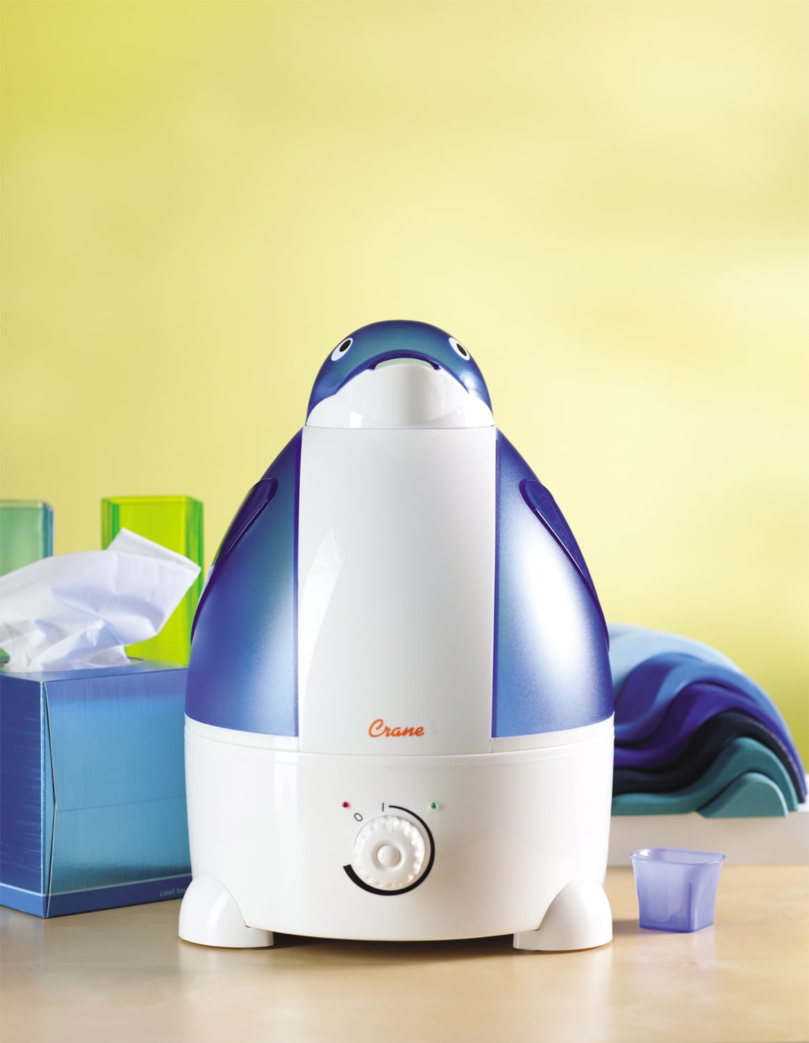 Crane Adorable Ultrasonic Cool Mist Humidifier, 1 Gallon, 500 Sq ft Coverage, 24 Hour Run Time - Penguin