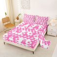 thumbnail image 2 of Manfei Halloween Ghost King Sheets 4pcs, Vintage Geometric Checkered Bedding, Hot Pink White,1 Fitted Sheet, 1 Flat Sheet and 2 Pillowcases, 2 of 5