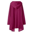 thumbnail image 4 of Hoodie Dress for Women with Pockets Long Sleeve Irregular Hem Solid Color Loose Hooded Sweatshirt Pullover Tops, 4 of 6