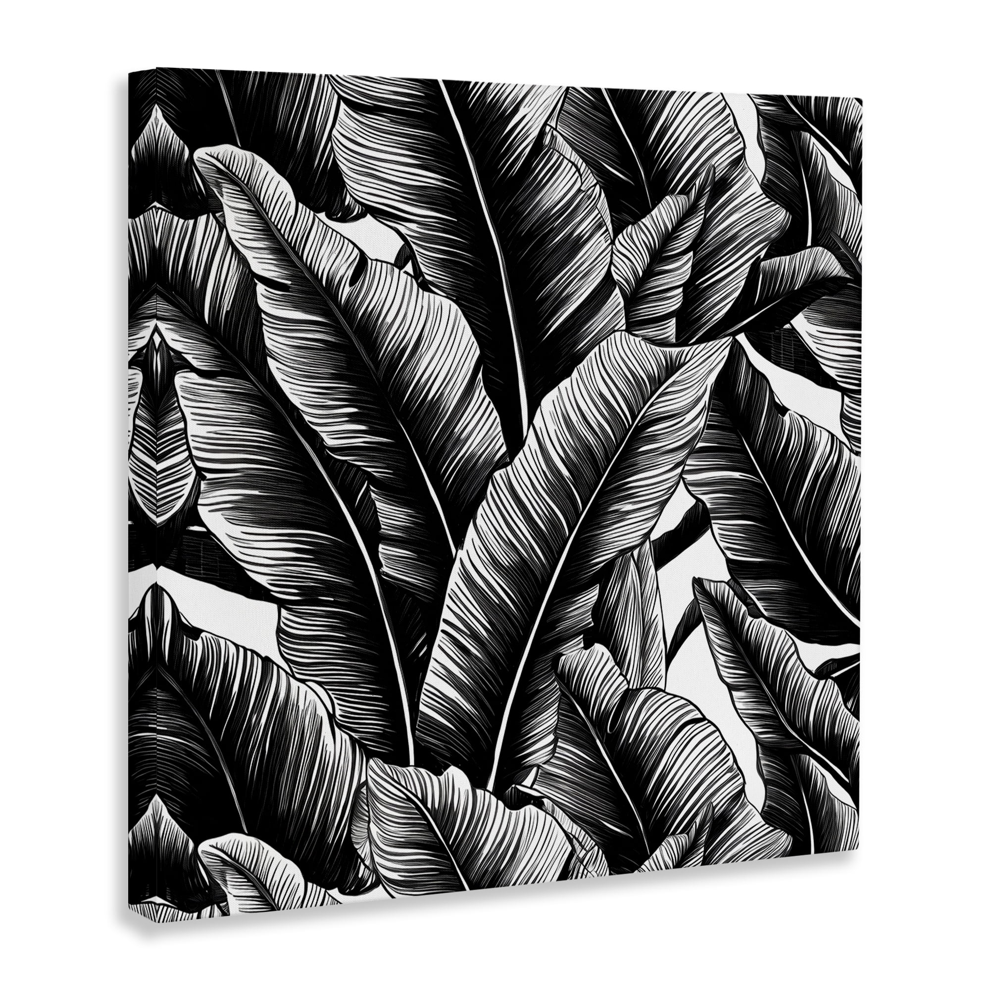 Stupell Industries Black Bold Fronds Botanical & Floral Painting Gallery Wrapped Canvas Art Print Wall Art, 17 x 17