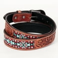 thumbnail image 2 of Bar H Equine Hand Carved Western Leather Belt Men Women Beaded Small, 2 of 2