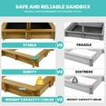 thumbnail image 6 of Gowoodhut Outdoor Kids Sandbox with Lid, Wooden Sand Box with Cover, with 2 Side Buckets, Adjustable Canopy & UV-Protection, Natural fir/Smooth Surface, Sand Box for Kids Ages 2-8, 6 of 8