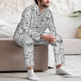 thumbnail image 7 of Picia Vintage Sailboats Pattern Men’s Long-Sleeve Sleepwear Set - Soft 2-Piece Loungewear with Pockets, Comfy PJs for Relaxing Nights-Small, 7 of 7