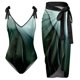 thumbnail image 1 of Gibobby Traje de baño sexy de una pieza Traje de baño con estampado de flores y cuello en V para mujer Conjuntos de bikini con falda y delantal(Verde,XL), 1 of 4