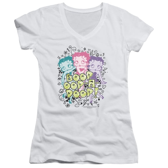 Betty Boop Sketch Junior Women's T-Shirt V-Neck White