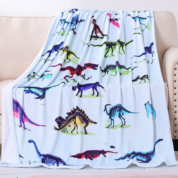 Dinosaur Throw Blanket for Kids, Dinosaur Pattern Sherpa Plush Fleece Blanket Soft Cozy Cartoon Blankets for Children (Dinosaur 10, 60" x 80")