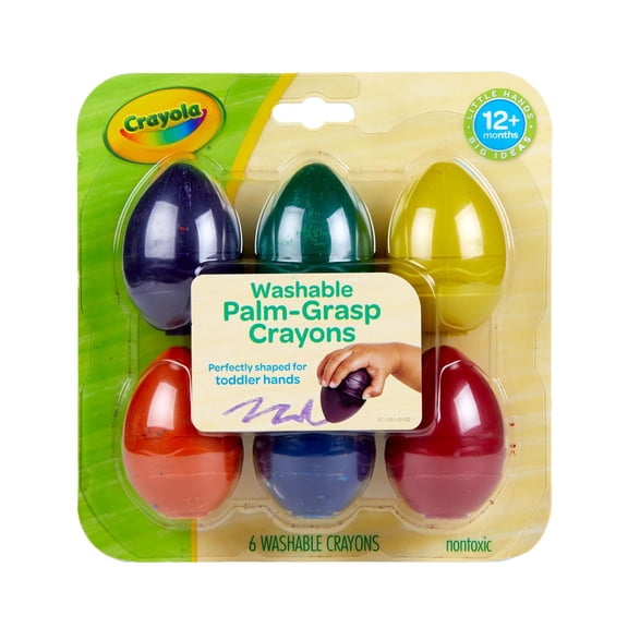 Crayola Palm Grasp Crayons for Toddlers, 6 Ct, Egg Shaped Crayons, Arts and Crafts, School Supplies, Adaptive Art Tools, Easter Gift for Preschoolers, Ages 12 Months