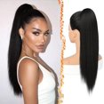 thumbnail image 1 of Yanonmyfd Black Straight Drawstring Ponytail Extension - 28 Inch Long Straight Drawstring Ponytail Extension Natural Looking Fluffy Soft Synthetic Cheer Posh Pony Tails Hairpieces Daily Party, 1 of 38