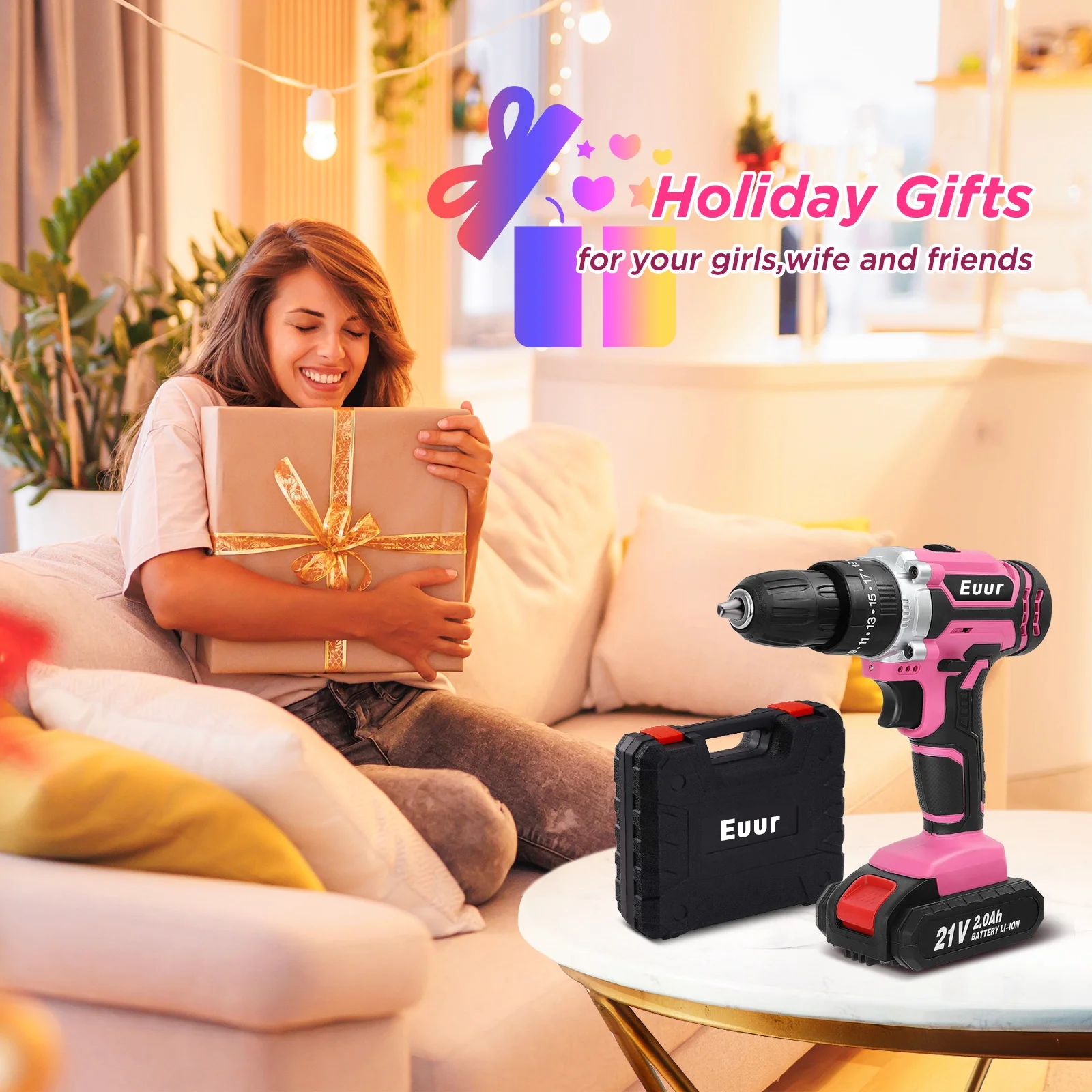 Euur 21V Cordless Drill Set with 2Ah Battery photo 7