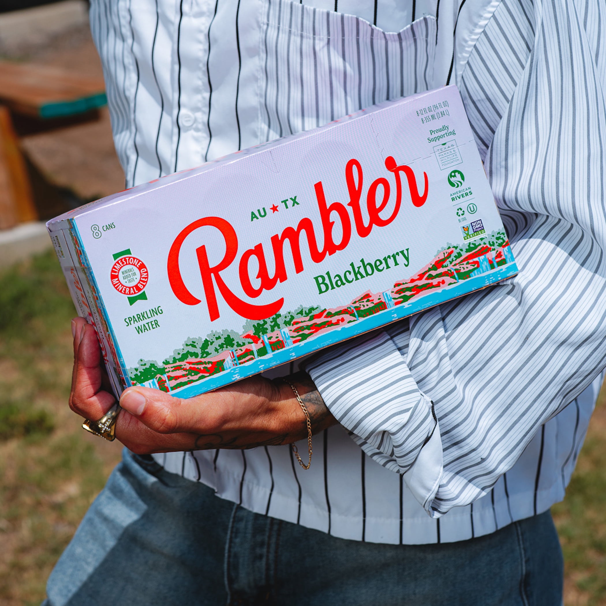 (3 pack) Rambler Blackberry Sparkling Water 8 - 12 fl oz Cans