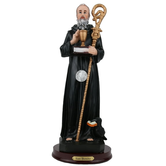 San Benito 12" Fundador Del Monacato Occidental y Patrono de Europa Con Medalla Resin Religious Figure