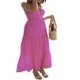 thumbnail image 3 of Women Y2k Long Dress Spaghetti Strap V Neck Maxi Dress Backless Holiday Birthday Beach Sundress, 3 of 5