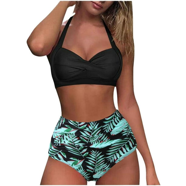 Vintage Polka Dot Bikini Swimsuit for Womens Retro High Waisted Bathing